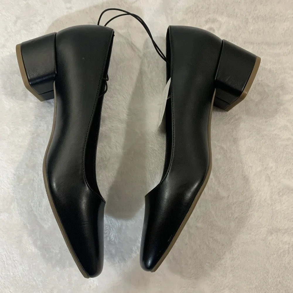 NWT Liz Claiborne Black Memory Foam Pumps Block Heels Dress Shoes Women's Size 8